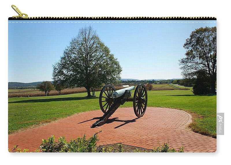 Canon Zip Pouch featuring the photograph Canon at Antietam by Lois Lepisto