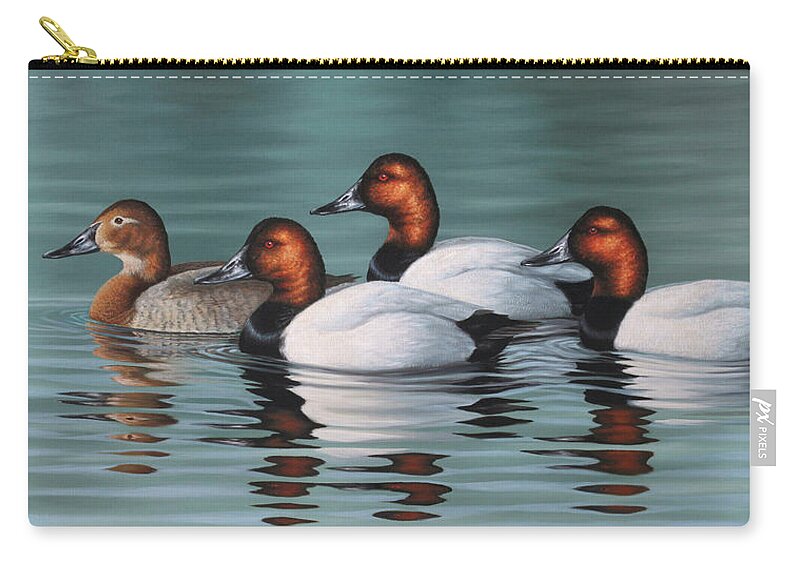 Ducks Zip Pouch featuring the painting Canvasback Courtship by Guy Crittenden