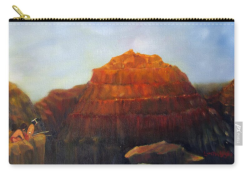 Grand Canyon Zip Pouch featuring the painting Canyon Overlook II by Loretta Luglio