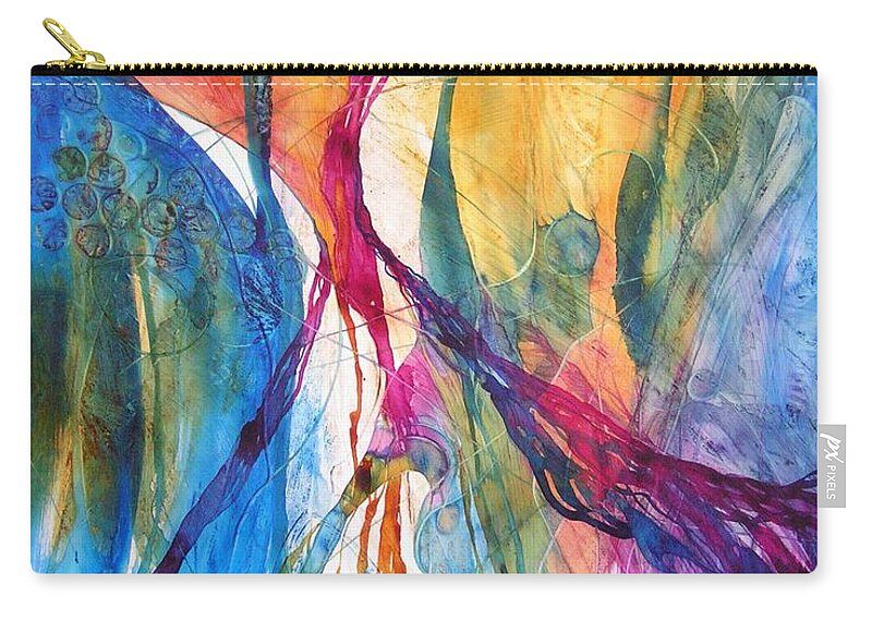 Mulicolored Zip Pouch featuring the painting Canyon Sunrise by Annika Farmer