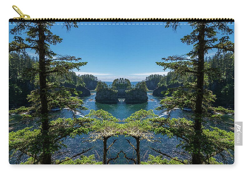 Wilderness Zip Pouch featuring the digital art Cape Flattery Reflection by Pelo Blanco Photo