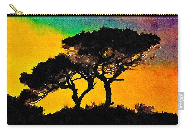 Cape Greco Zip Pouch featuring the painting Cape Greco by Modern Art