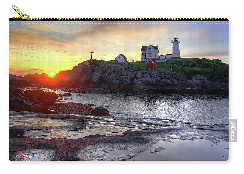 Sunrise Carry-all Pouch featuring the photograph Cape Neddick Lighthouse Sunrise by Brett Pelletier