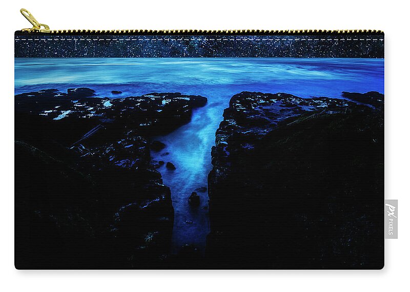 Star Zip Pouch featuring the digital art Cape Perpetua Blue Night by Pelo Blanco Photo