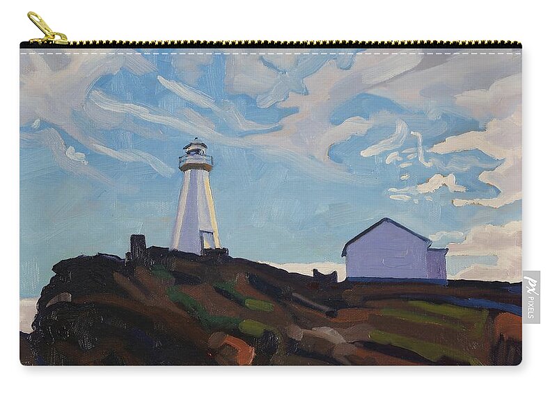 888 Zip Pouch featuring the painting Cape Spear Light by Phil Chadwick