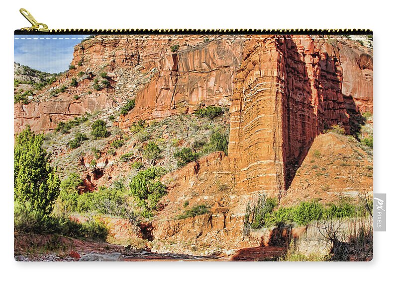 Cliff Zip Pouch featuring the photograph Caprock Canyon Cliff by Adam Reinhart