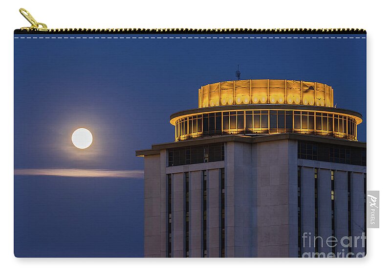 Capstone House Zip Pouch featuring the photograph Capstone House and Full Moon by Charles Hite