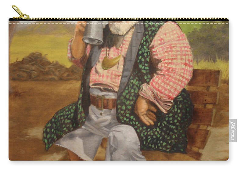 Terry Roller Pirate Captain Tankard Seated Beard Waistcoat Gorget Reenactor Full Figure Zip Pouch featuring the painting Captain Terry by Todd Cooper