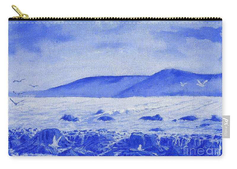 Cardigan Bay Zip Pouch featuring the painting Cardigan Bay Blue Healing Sea by Edward McNaught-Davis