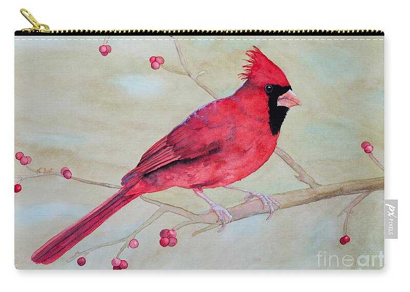 Cardinal Carry-all Pouch featuring the painting Cardinal II by Laurel Best