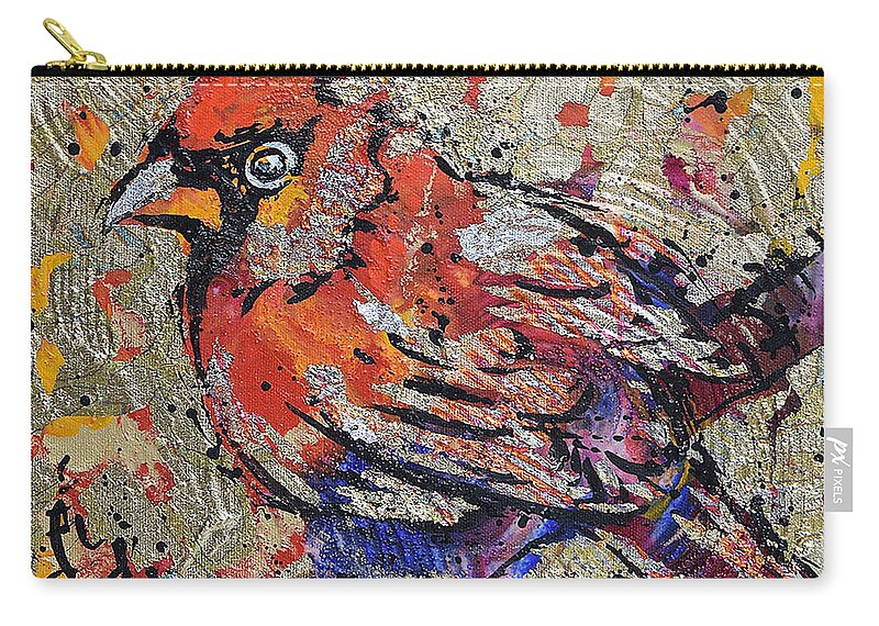 Cardinal Carry-all Pouch featuring the painting Cardinal by Jyotika Shroff