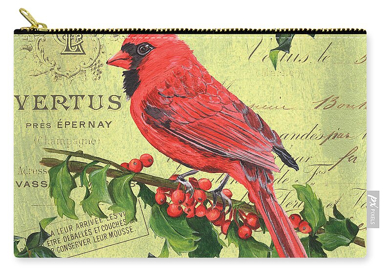Bird Zip Pouch featuring the painting Cardinal Peace by Debbie DeWitt