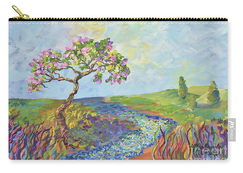Impressionistic Landscape Zip Pouch featuring the painting Carefree by Malanda Warner