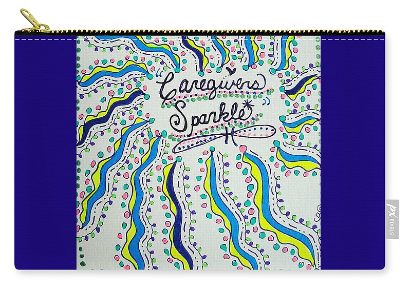 Zentangle Zip Pouch featuring the drawing Sparkle by Carole Brecht