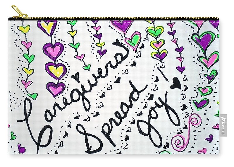 Caregiver Zip Pouch featuring the drawing Caregivers Spread Joy by Carole Brecht