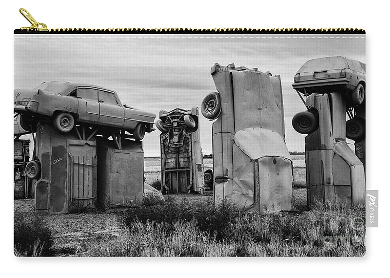 Carhenge Zip Pouch featuring the photograph Carhenge Nebraska 11 by Bob Christopher