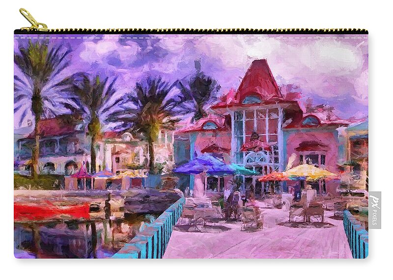 Caribbean Beach Disney Resort Zip Pouch featuring the digital art Caribbean Beach Resort by Caito Junqueira