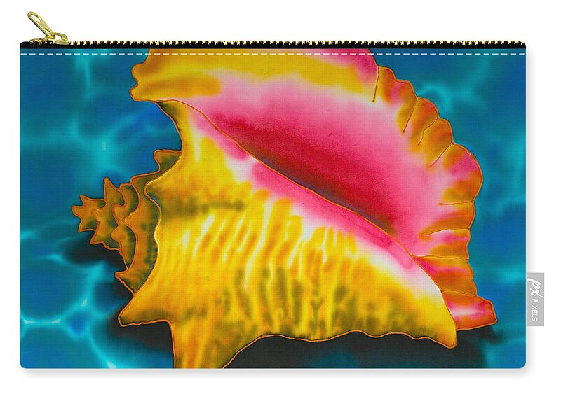 Queen Conch Shell Zip Pouch featuring the painting Caribbean Conch by Daniel Jean-Baptiste