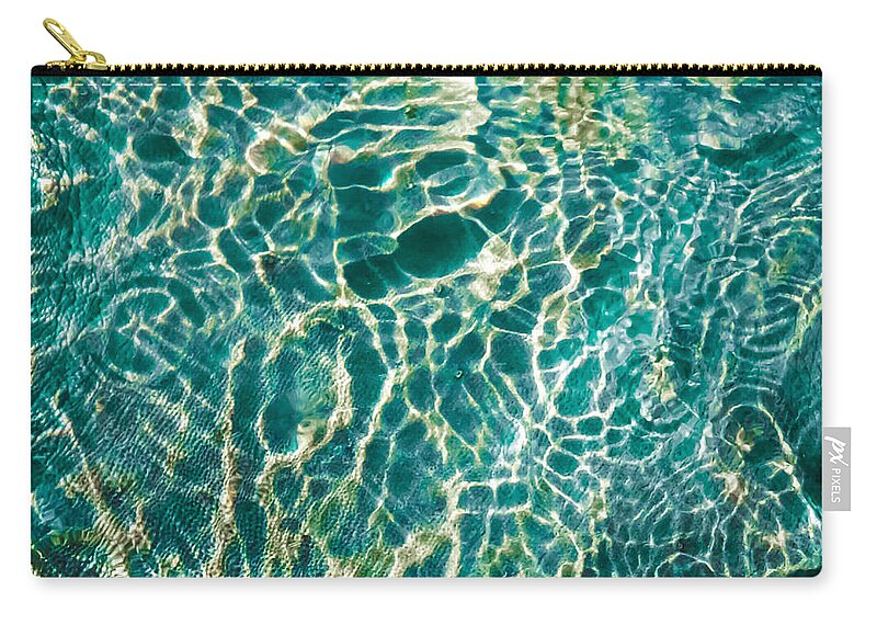Water Abstracts Zip Pouch featuring the photograph Caribbean Waters by Karen Wiles