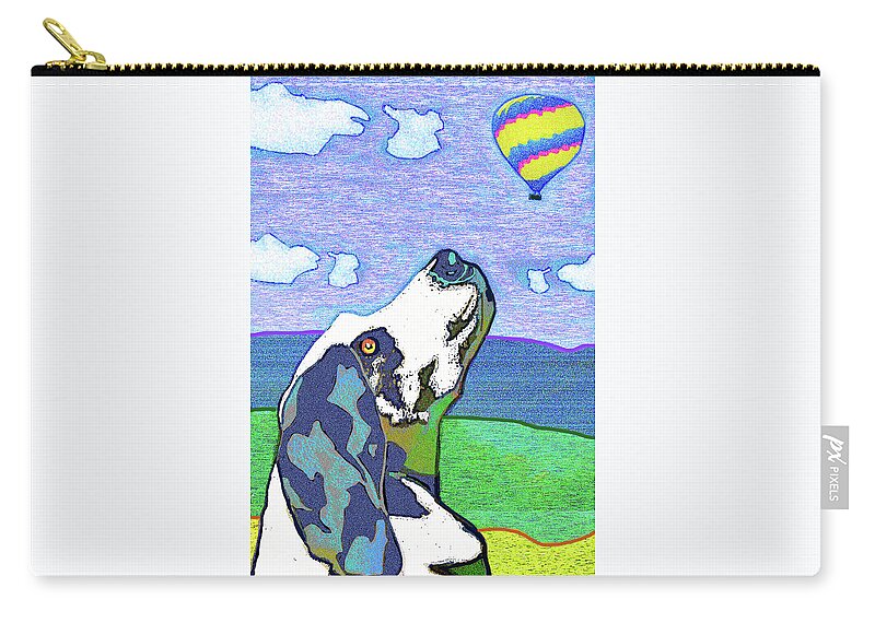 Bassett Hound. Hot Air Balloon Carry-all Pouch featuring the digital art Carl's Obsession by Rod Whyte