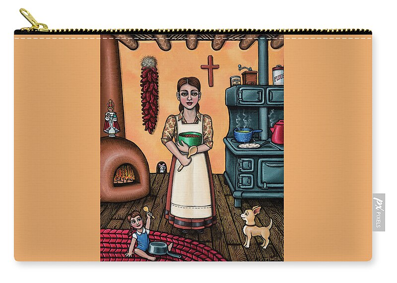 Kitchen Art Carry-all Pouch featuring the painting Carmelitas Kitchen Art by Victoria De Almeida
