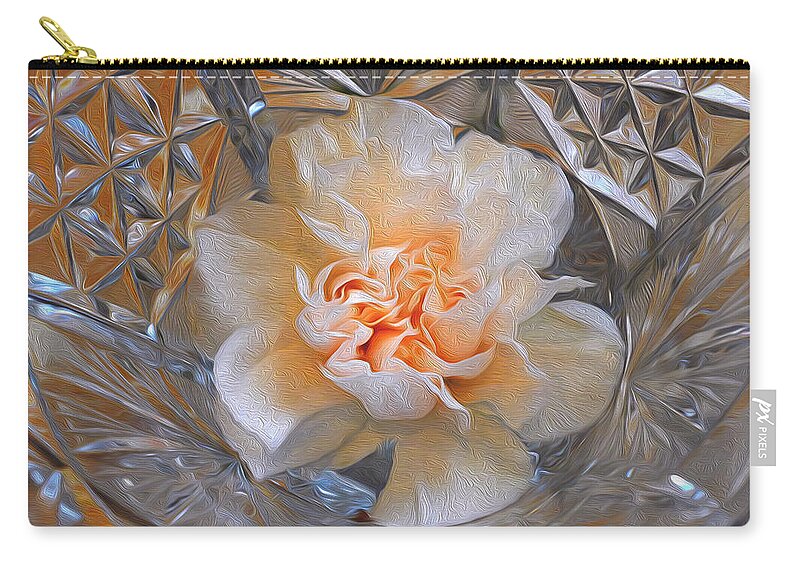 Carnation Zip Pouch featuring the photograph Carnation in Cut Glass 7 by Lynda Lehmann