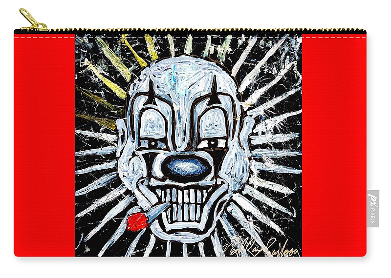 Clown Zip Pouch featuring the painting Carnival clown by Neal Barbosa