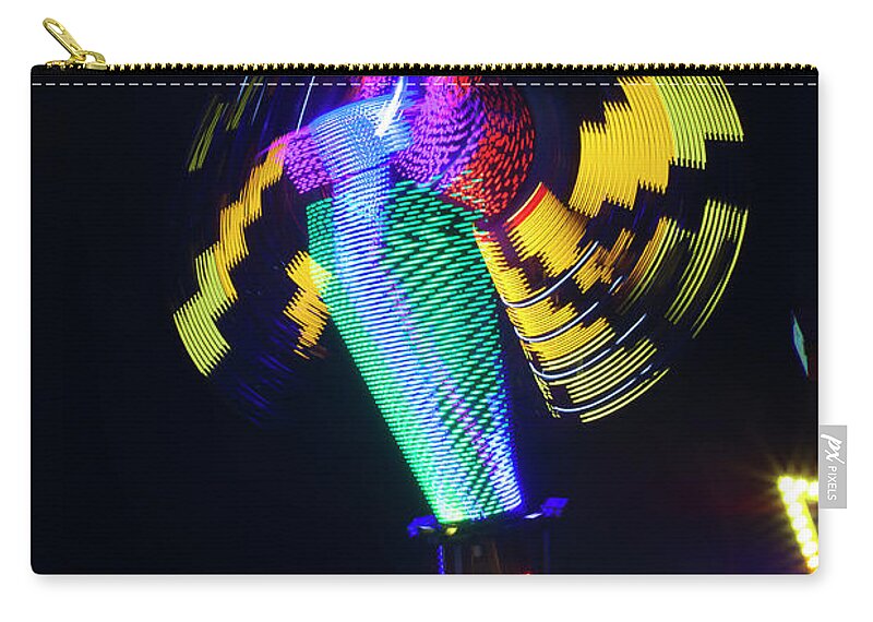 Art Deco Statues Zip Pouch featuring the photograph Carnival Ride in Motion, The Texas State Fair by Greg Kopriva