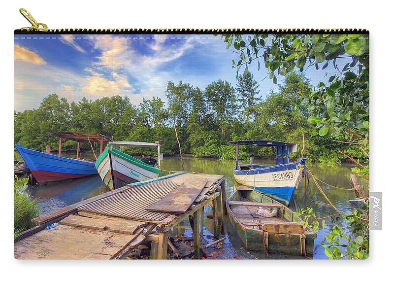 Trinidad Zip Pouch featuring the photograph Caroni Swamp by Nadia Sanowar