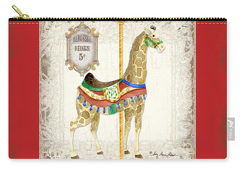 Carousel Carry-all Pouch featuring the painting Carousel Dreams - Giraffe by Audrey Jeanne Roberts