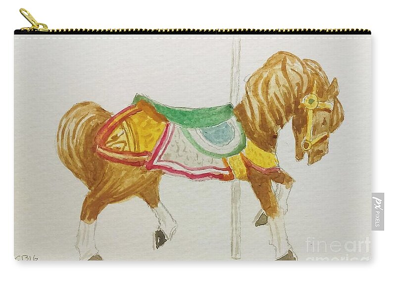 Horse Zip Pouch featuring the painting Carousel Horse by Stacy C Bottoms