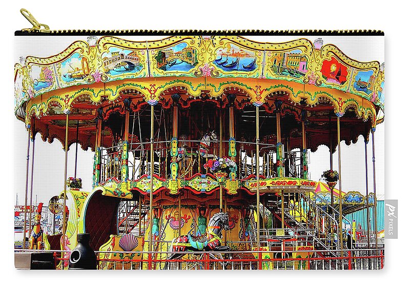 Merry-go-round Carry-all Pouch featuring the photograph Carousel on the Wildwood, New Jersey Boardwalk by Linda Stern