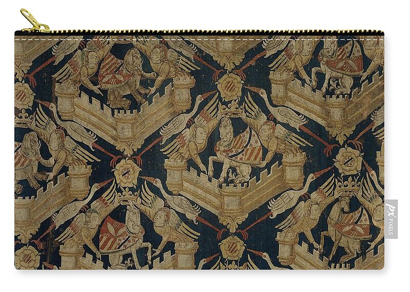 Carpet With The Arms Of Rogier De Beaufort Zip Pouch featuring the tapestry - textile Textile tapestry Carpet with the arms of Rogier de Beaufort by Vintage Collectables