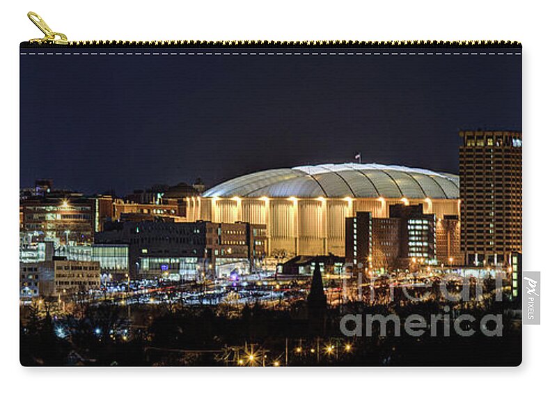 Skyline Zip Pouch featuring the photograph Carrier Dome and Syracuse Skyline Panoramic View by Rod Best