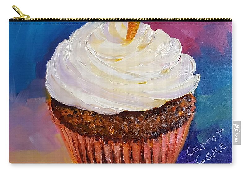 Carrot Cake Cupcake Zip Pouch featuring the painting Carrot Cake by Judy Fischer Walton
