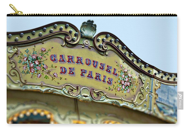 Paris Zip Pouch featuring the photograph Carrousel de Paris by Melanie Alexandra Price