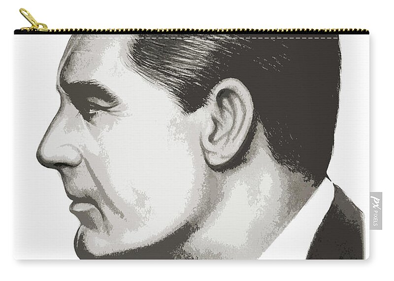 Cary Grant Zip Pouch featuring the drawing Cary Grant by Greg Joens