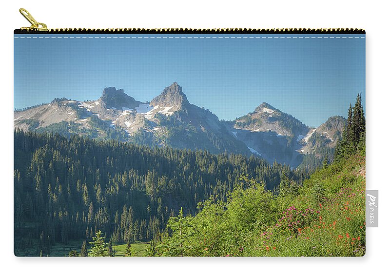 Cascade Zip Pouch featuring the photograph Cascade Peaks 0851 by Kristina Rinell
