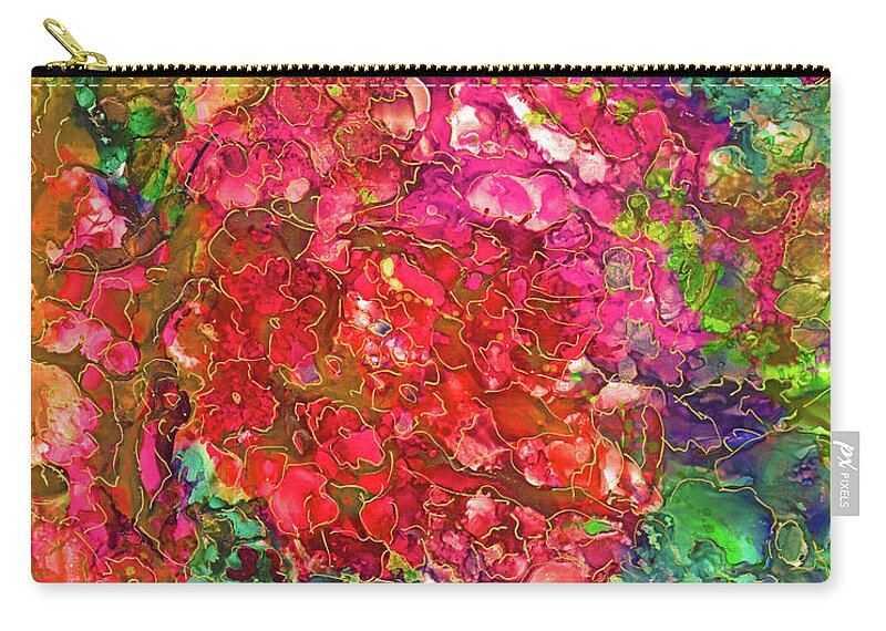 Abstract Zip Pouch featuring the mixed media Cascading Garden by Eunice Warfel