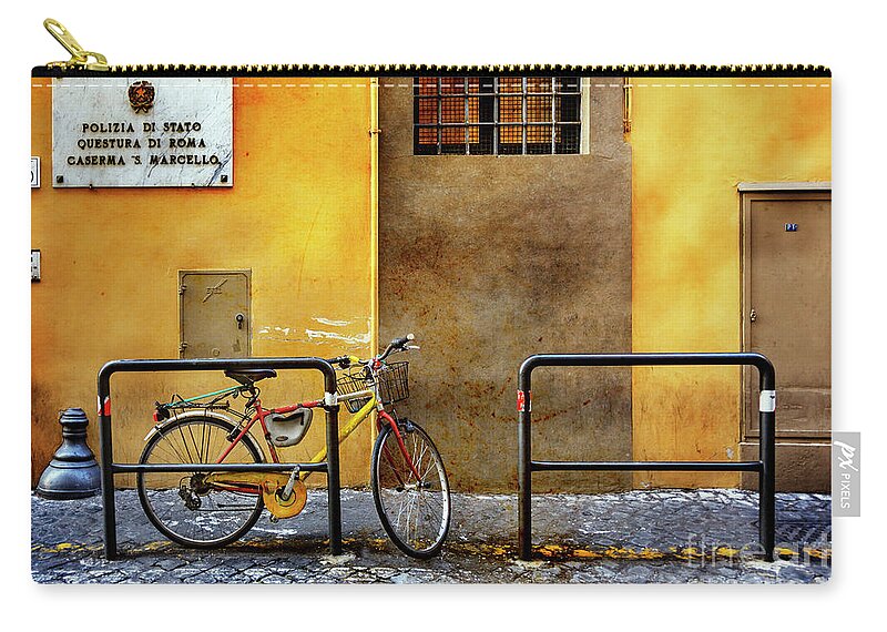 Italy Zip Pouch featuring the photograph Caserma S. Marcello Bicycle by Craig J Satterlee