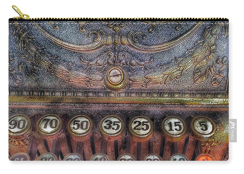 Painterly Photography Zip Pouch featuring the photograph Cash Register by Bill Owen