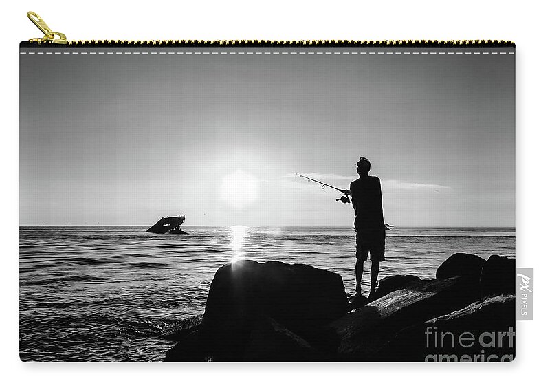 Fisherman Zip Pouch featuring the photograph Cast Away Your Troubles by Colleen Kammerer