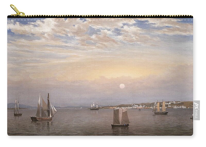 Fitz Henry Lane Zip Pouch featuring the painting Castine Harbor and Town by Fitz Henry Lane