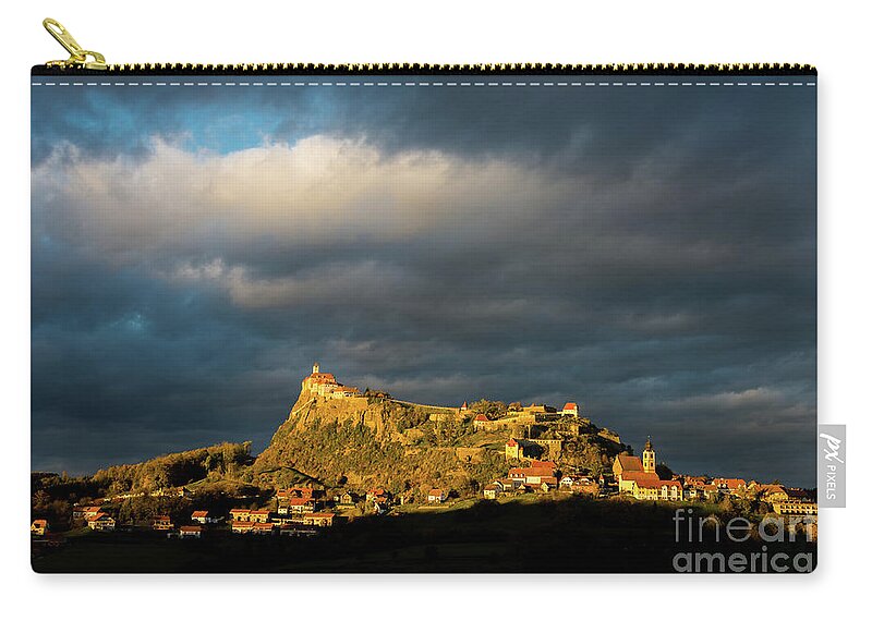 Castle Zip Pouch featuring the photograph Castle at Sunset under Thunderstorm by Andreas Berthold