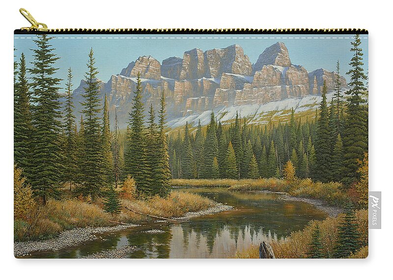 Jake Vandenbrink.canadian Zip Pouch featuring the painting Castle In The Sky by Jake Vandenbrink