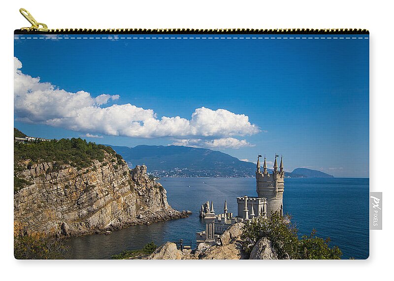 Russian Artists New Wave Zip Pouch featuring the photograph Castle Swallow Nest. Yalta. Crimea by Natalia Otrakovskaia