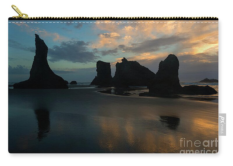 Seastacks Zip Pouch featuring the photograph Castles in the Sand by Michael Dawson