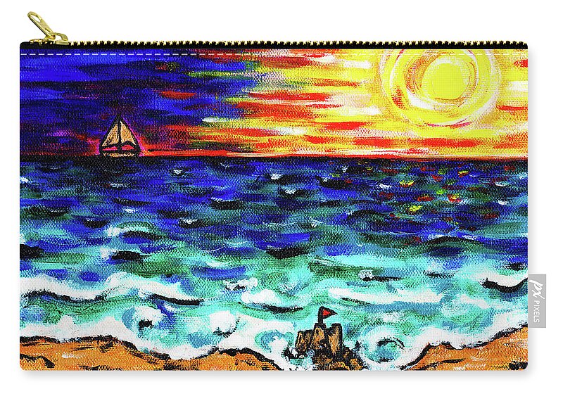 Landscape Zip Pouch featuring the painting Castles Made Of Sand by Meghan Elizabeth