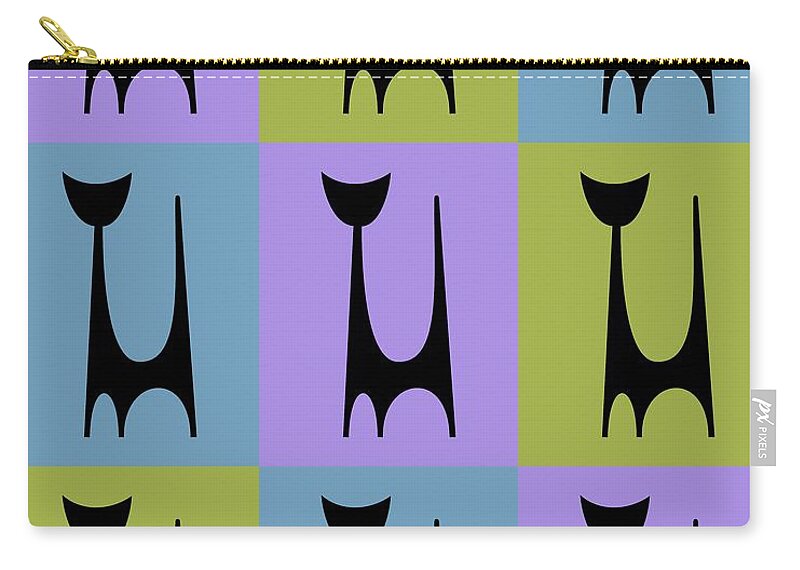 Atomic Cat Carry-all Pouch featuring the digital art Cat 1 Purple Green and Blue by Donna Mibus