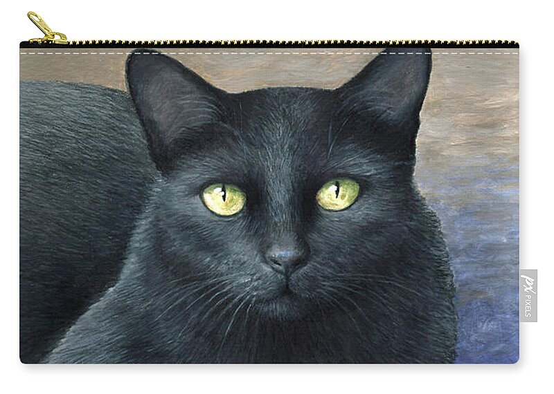 Cat Zip Pouch featuring the painting Cat 621 by Lucie Dumas